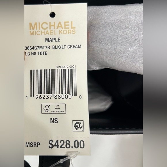 Michael Michael Kors Large Black/Ltd Cream Multi NS Tote - Picture 9 of 14